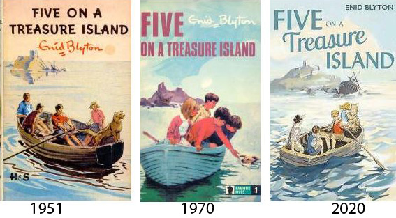 Trois livres d'époques différentes ont des couvertures similaires.