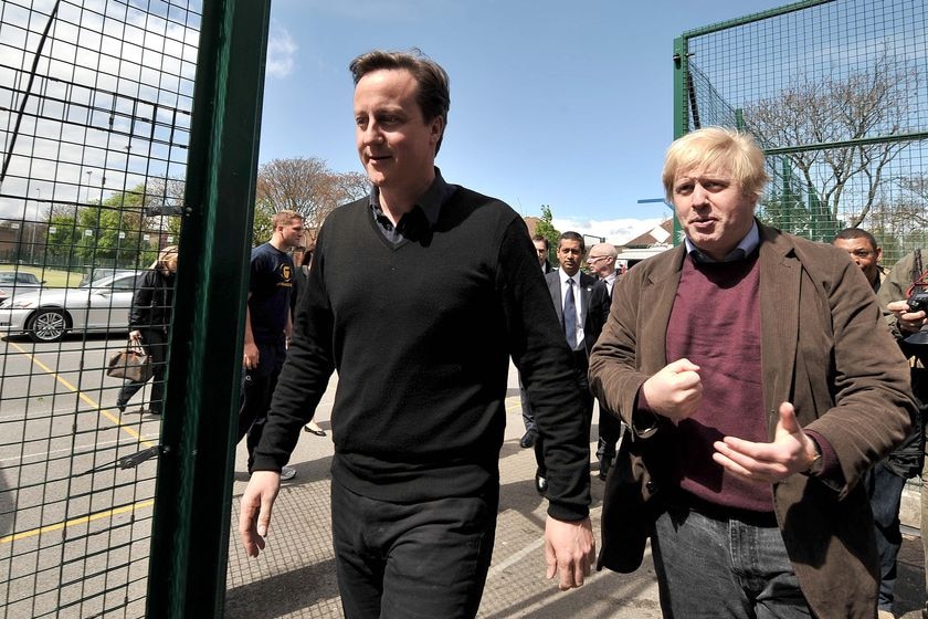 LtoR Conservative Party Leader David Cameron and London Mayor Boris Johnson