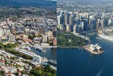 A composite photo of Hobart and Sydney