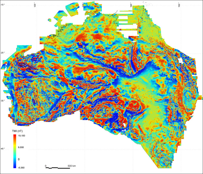 A map of magnetic highs and lows across Australia