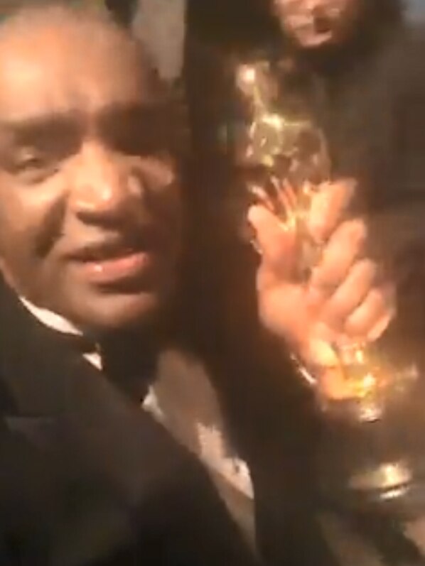 Terry Bryant with the Oscar he allegedly stole from Frances McDormand, March 5 2018