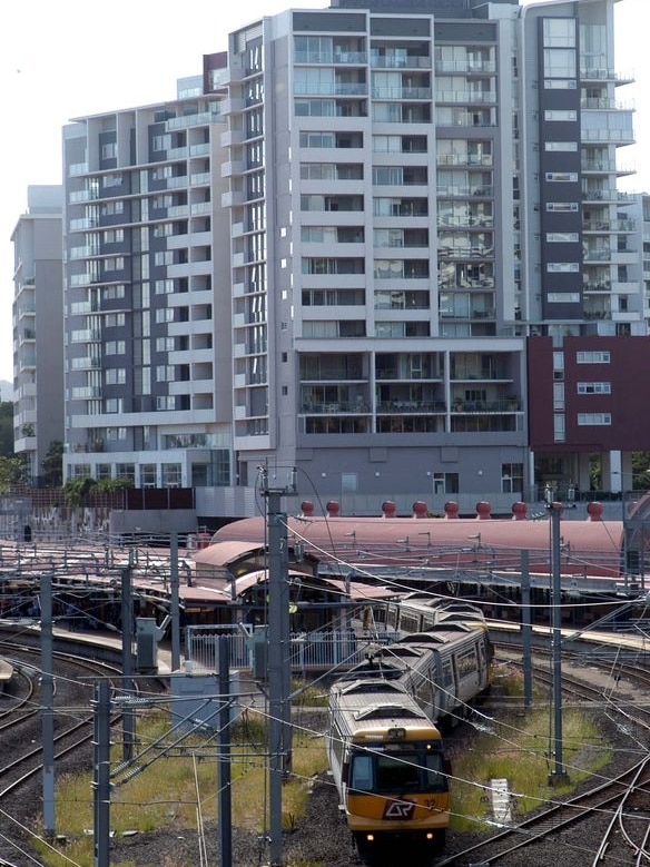 Residential apartments overlook Brisbane's Roma Street railway station