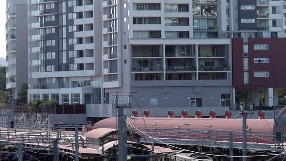 Residential apartments overlook Brisbane's Roma Street railway station