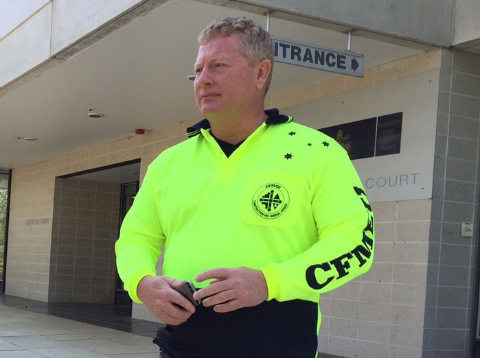 CFMEU ACT branch secretary Dean Hall outside the ACT Magistrates Court.