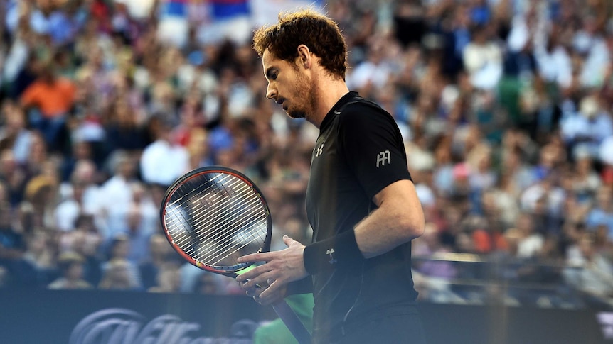 Andy Murray looks dejected during Australian Open final