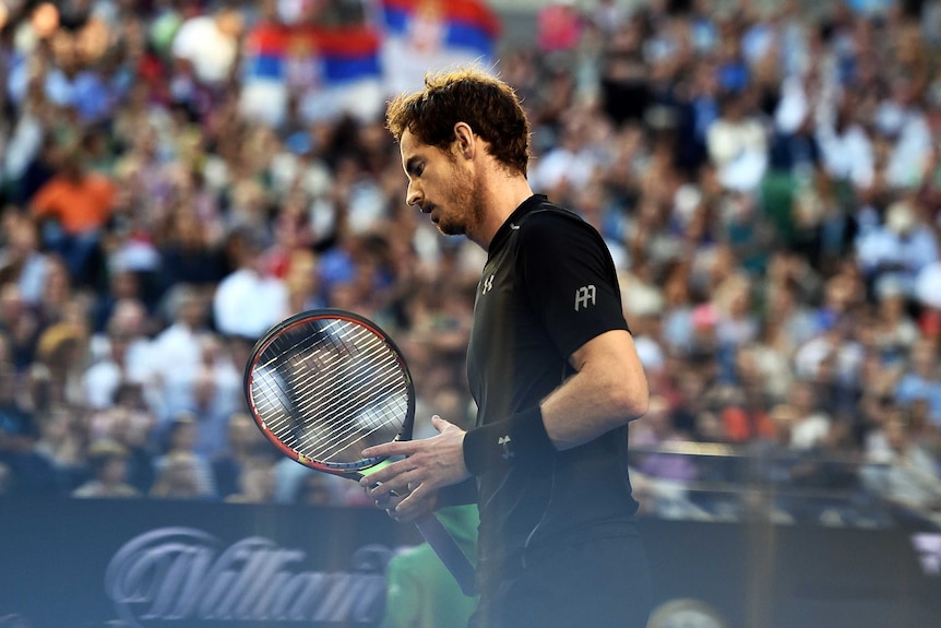 Andy Murray looks dejected during Australian Open final