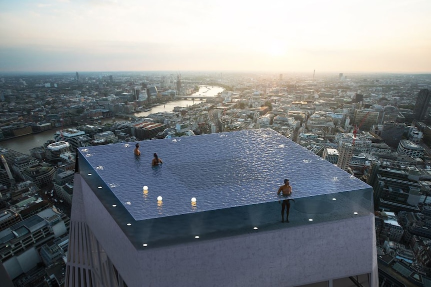 A 360-degree rooftop infinity pool that sits above London's city