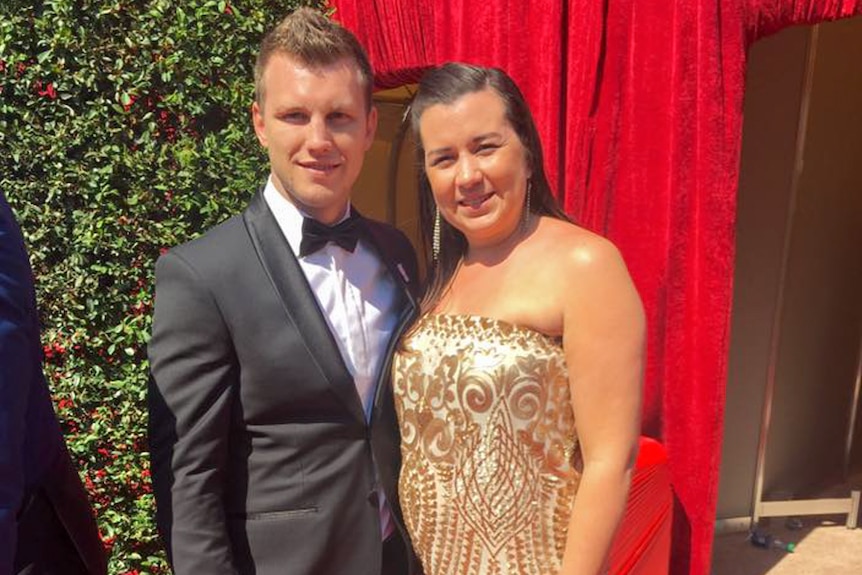 Jeff Horn and his wife Jo on the red carpet in Brisbane.