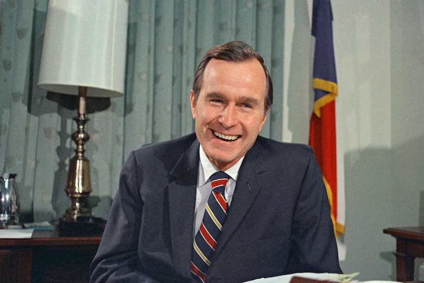 Newly appointed United Nations ambassador George HW Bush smiles.