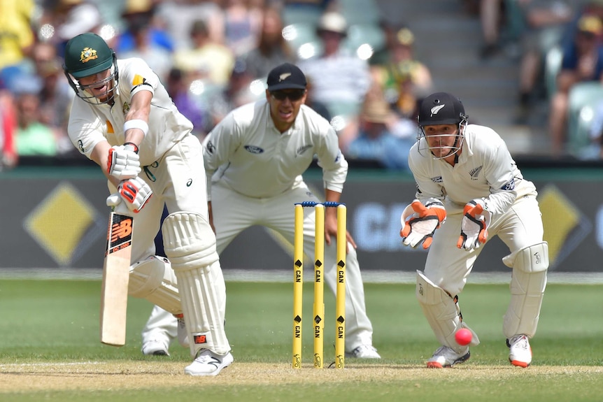 Steve Smith bats at the Adelaide Oval