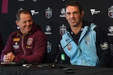 Kevin Walters and Brad Fittler at a pre-State of Origin I media conference in Melbourne.