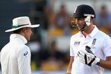Australia's Michael Clarke and England's James Anderson clash during first Gabba Test in 2013.