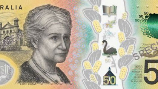 The new $50 note featuring Edith Cowan, the first female member of an Australian parliament.