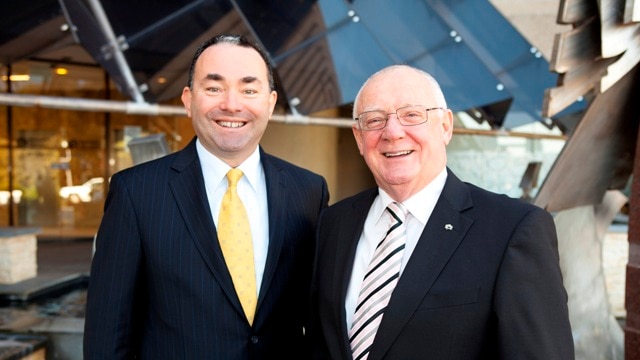 Newcastle Permanent Building Society CEO Terry Millett and Chairman Michael Slater.