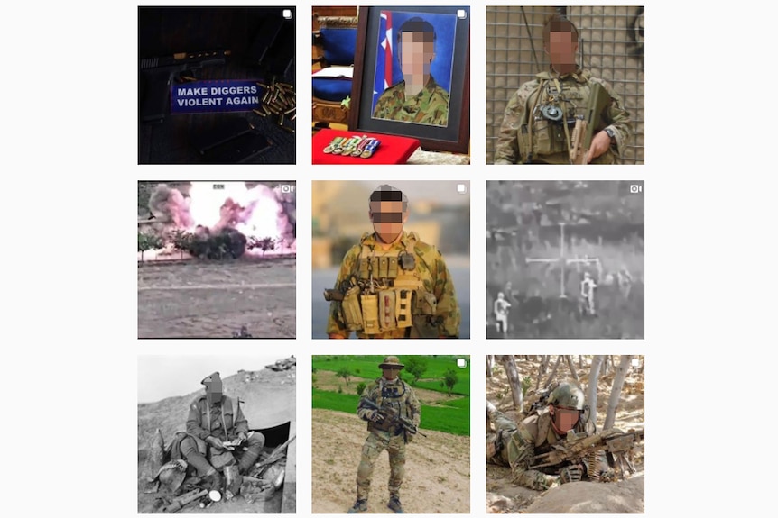 An instagram page with a grid of images of soldiers