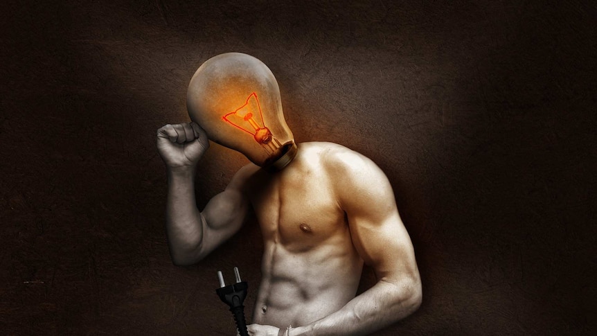 Man with a lightbulb for a head