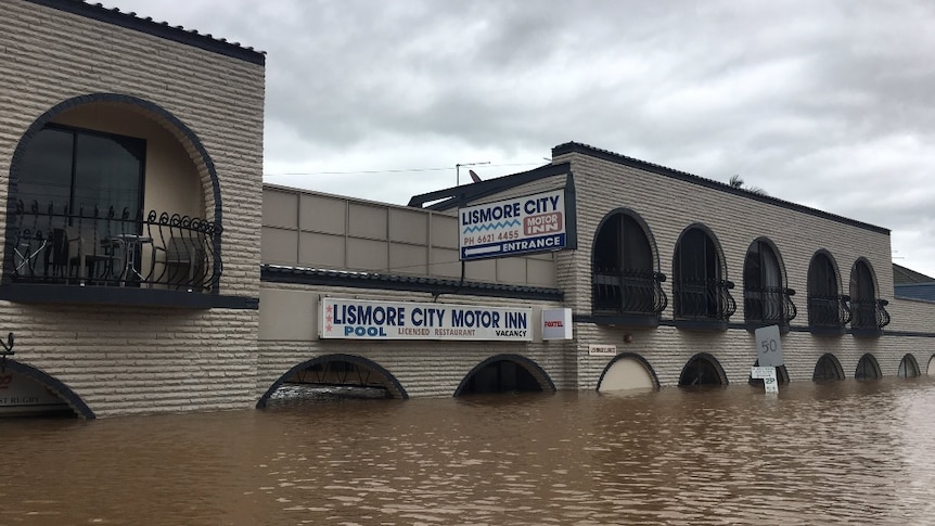 A building with flood water around it.