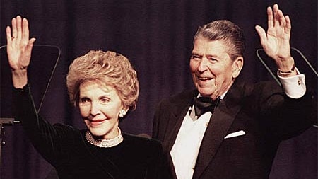Ronald Reagan and his wife Nancy at a gala celebrating his 83rd birthday in 1994.