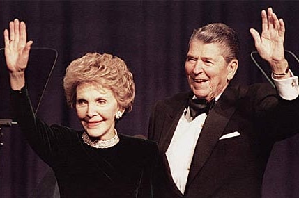 Ronald Reagan and his wife Nancy at a gala celebrating his 83rd birthday in 1994.