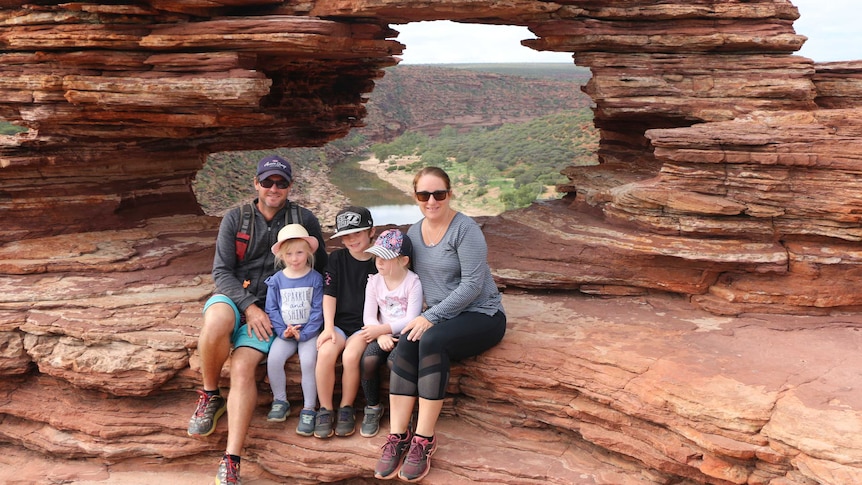 Vanessa and Geoff Steel with their children at the Kalbarri National Park in Western Australia.