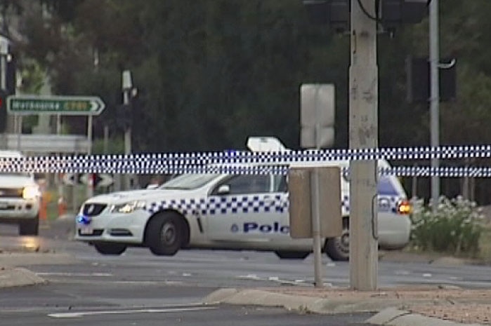 Police car at the scene of shooting