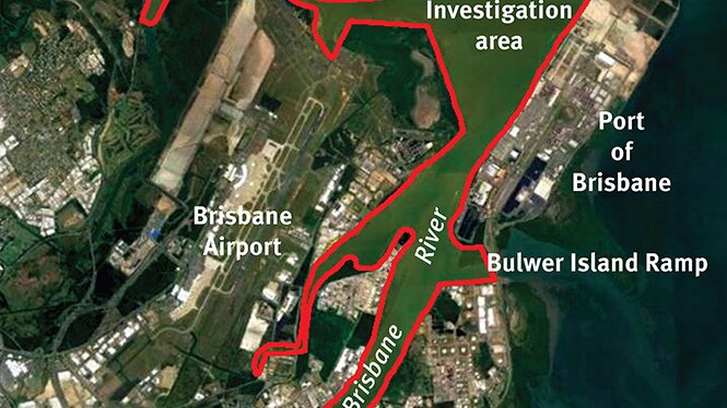Map shows areas that fishers must avoid after toxic foam spill at Brisbane Airport in April 2017.