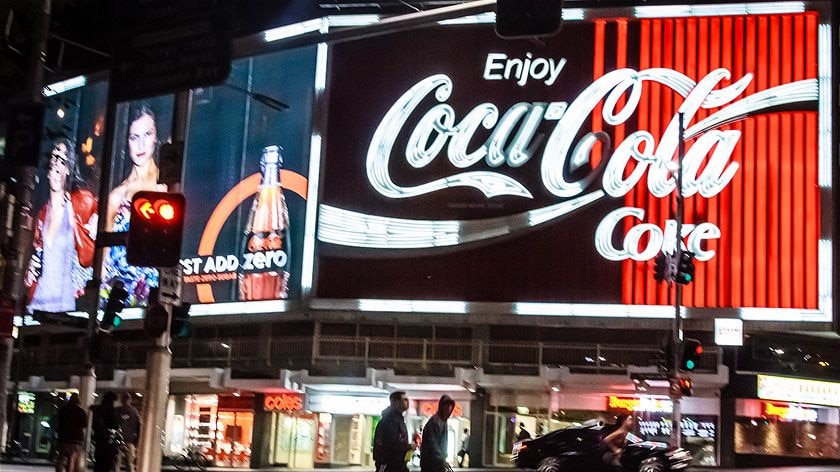 The iconic Coca-Cola sign at Kings Cross