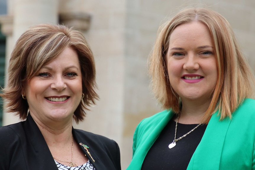 Robyn Clarke, on the left in a black jacket, and Jessica Stojkovski, on the right in a jacked and black top.