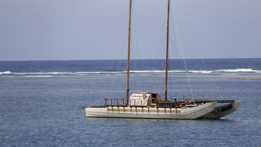 The 'Gaualofa' located just off the shore in Samoa