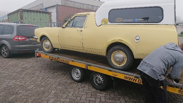 The classic car is now stranded in a storage facility at Calais in France