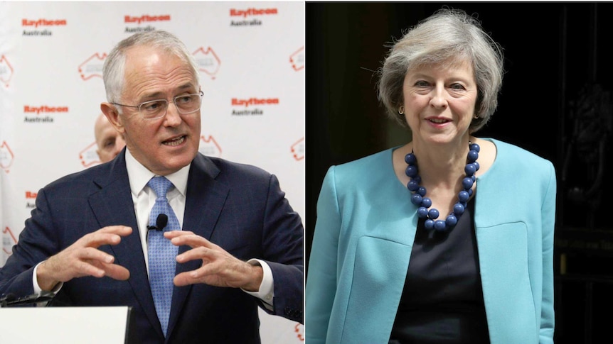 Composite of Malcolm Turnbull and Theresa May