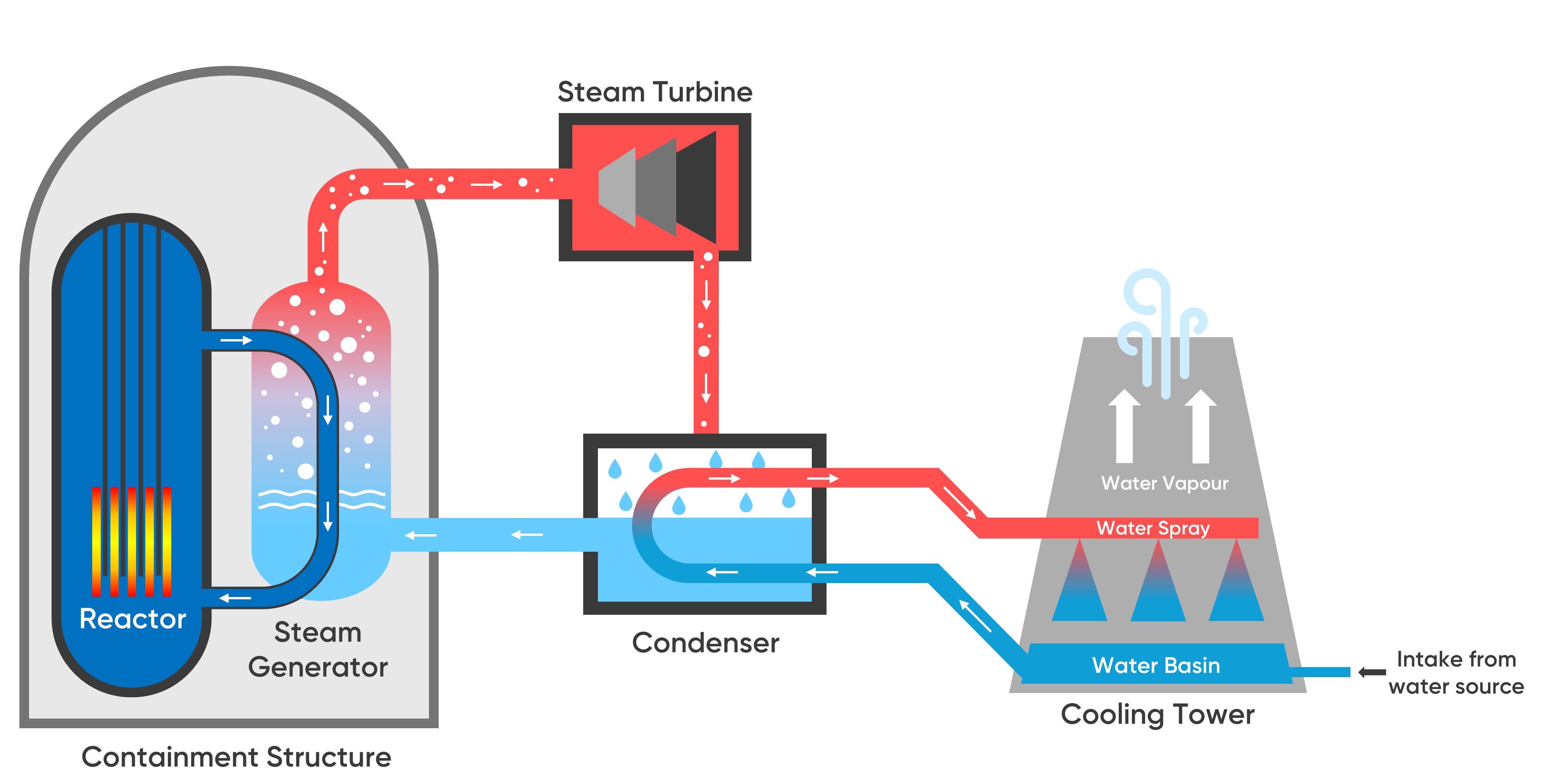 A diagram of a nuclear reactor cooling system