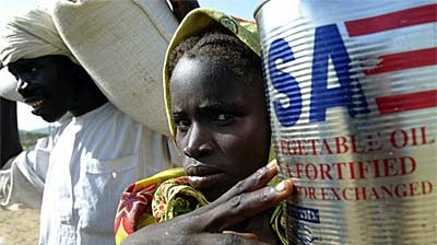 A Sudanese refugee from Darfur receives aid in eastern Chad.