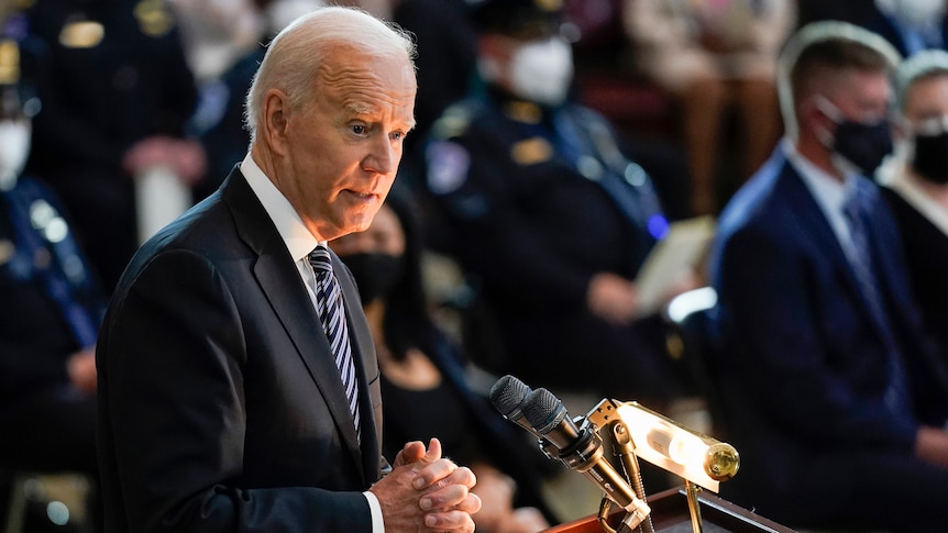 US President Joe Biden speaking