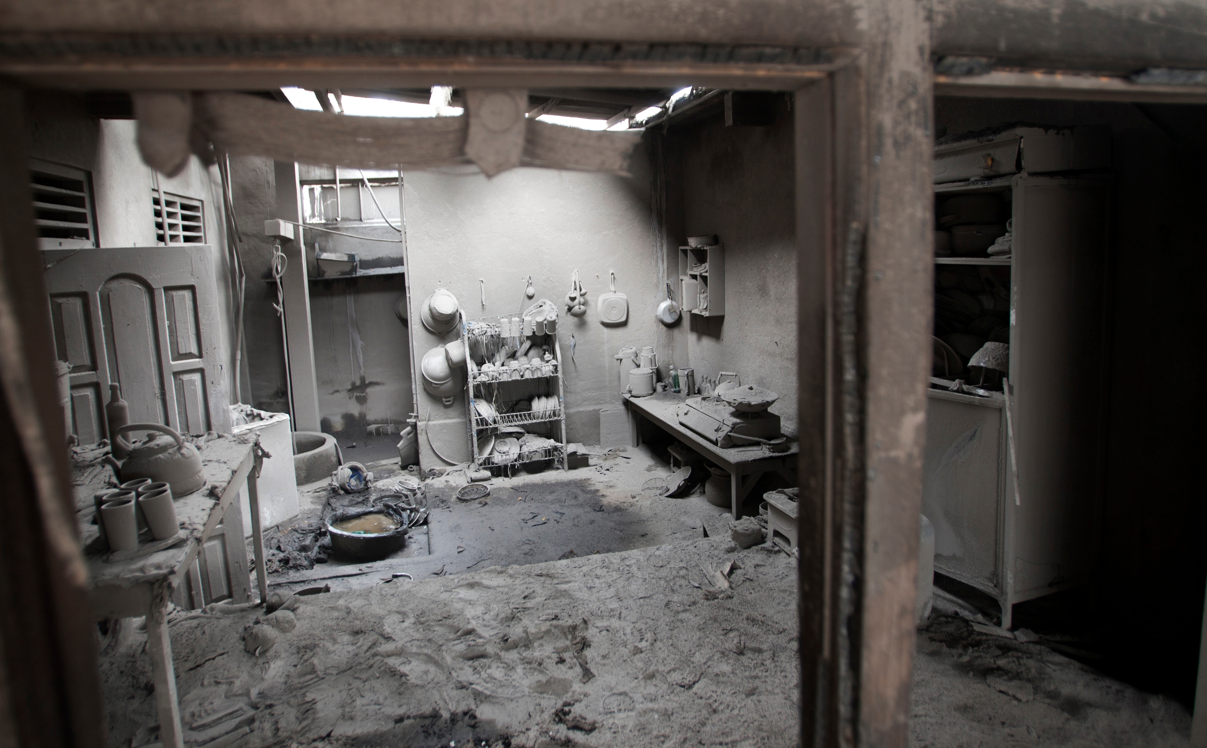 A house in Central Java covered in ash after Mount Merapi erupted in 2010.