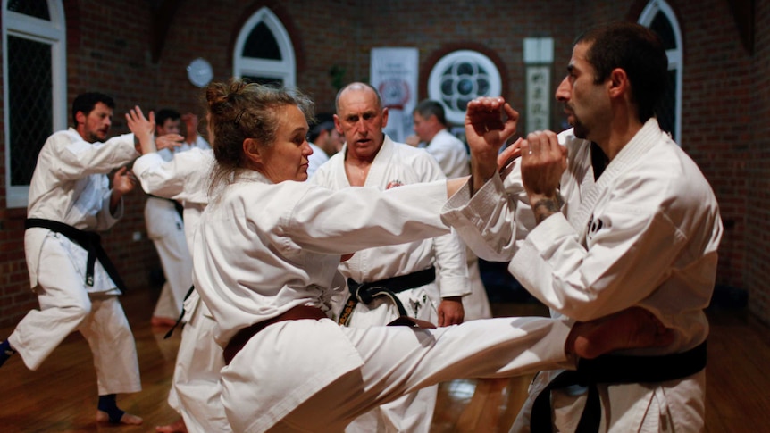 Goju-Ryu karate class in training