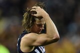 Nat Fyfe reacts after Fremantle was beaten by Hawthorn in preliminary final on September 25, 2015