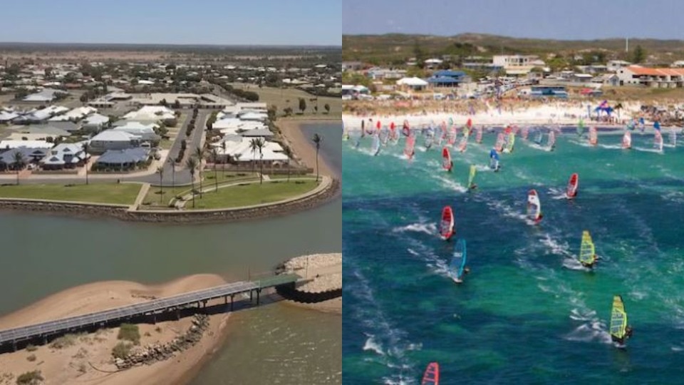 Composite image of Carnarvon (left) and Lancelin (right).