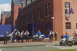 Police building in the southern Belgian city of Charleroi following a machete attack, August 6 2016.