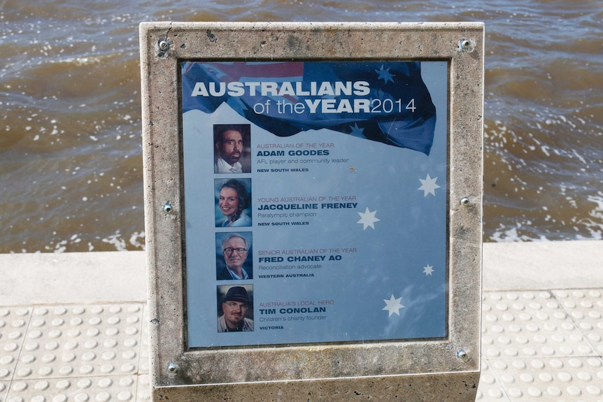 A piece of perspex covers the Australians of the Year Walk, November 2016.