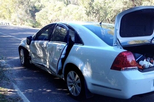 The car Queensland Premier Campbell Newman was a passenger in which was in a crash on the Sunshine Coast, July 4, 2012.