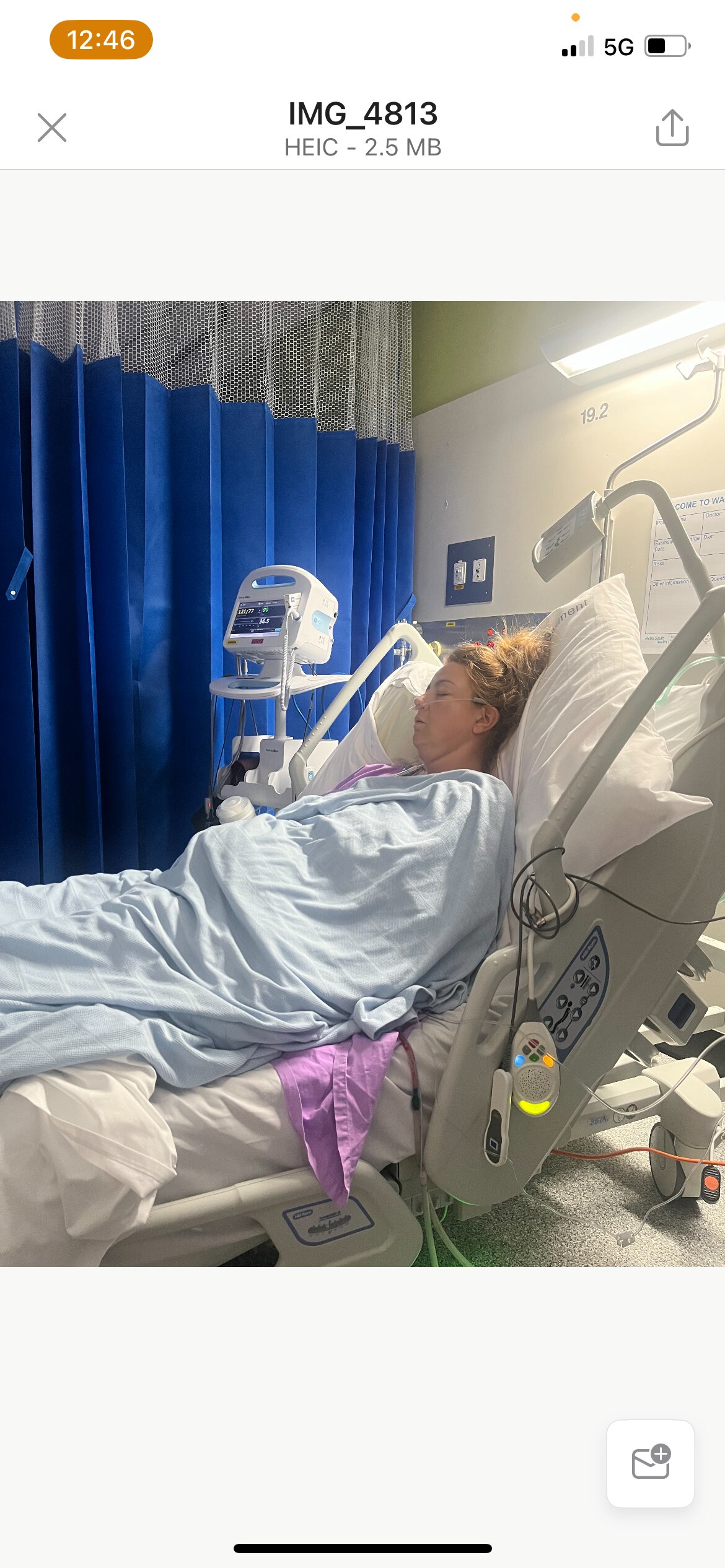 Stacey Mason recovers in hospital after her kidney transplant.
