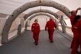 Inside the inflatable veterinary hospital