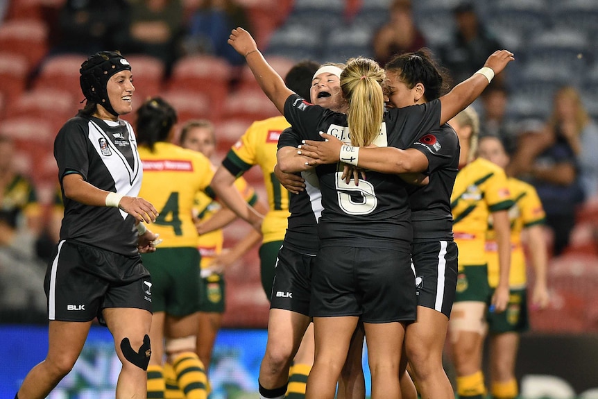 Atawhai Tupaea celebrates try against Australia