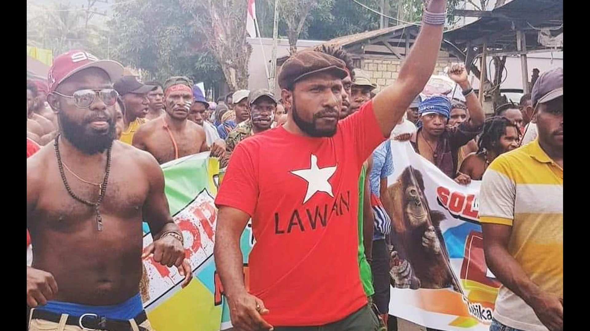 Victor Yeimo leading protests.