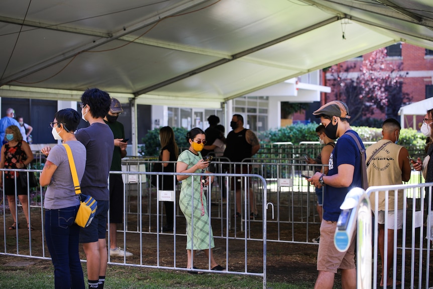 People lining up at Perth COVID testing centres