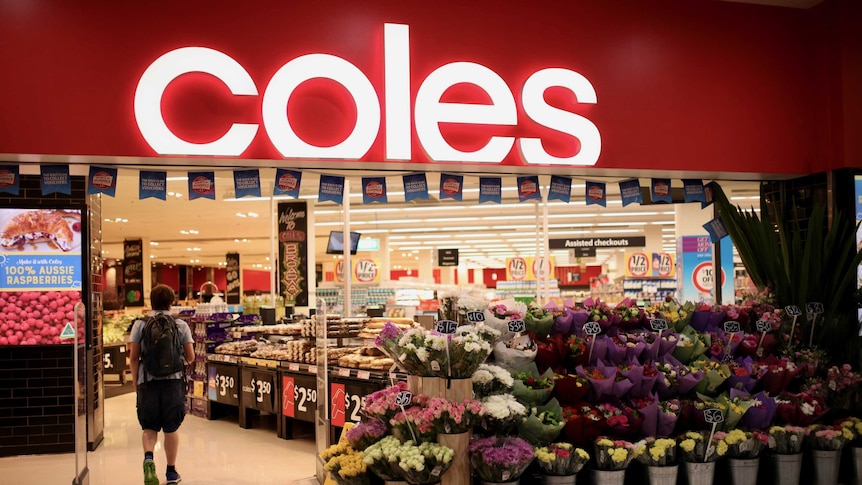 The entrance of a Coles supermarket in inner Sydney.