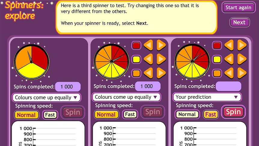 Game screenshot shows spinner circles