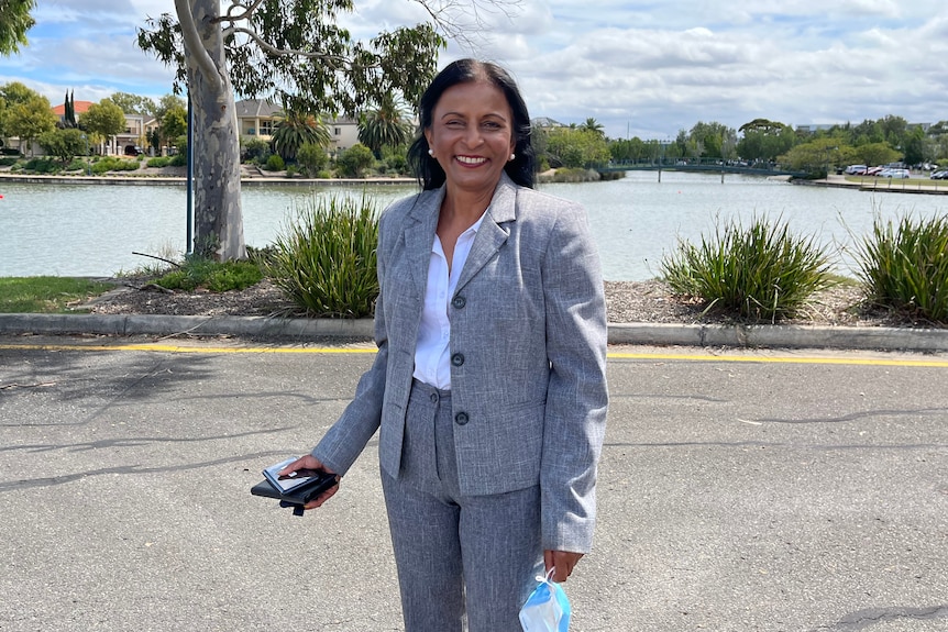 Adelaide voter Sunita voting early at a pre-polling booth.