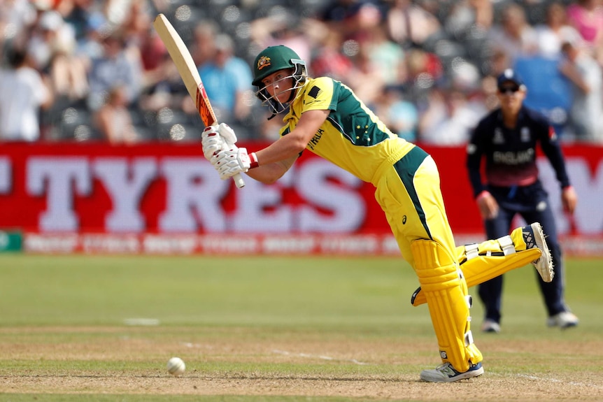 Australia's Meg Lanning plays an elegant shot off her pads.